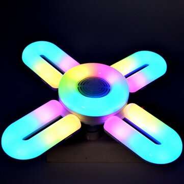 3-IN-1 bluetooth Music Light RGB Ceiling Lamp Foldable 4 Leaves LED Bulb with Remote Control