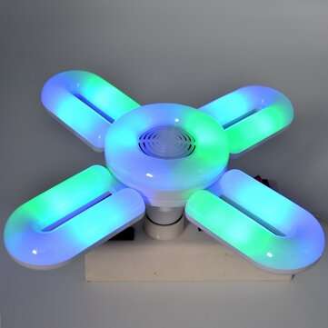 3-IN-1 bluetooth Music Light RGB Ceiling Lamp Foldable 4 Leaves LED Bulb with Remote Control