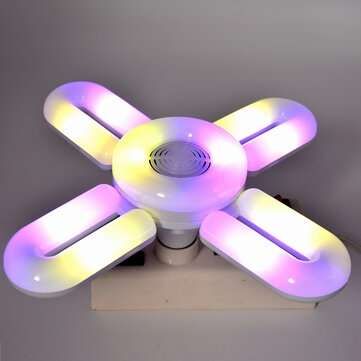 3-IN-1 bluetooth Music Light RGB Ceiling Lamp Foldable 4 Leaves LED Bulb with Remote Control