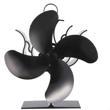 4 Blades Fireplace Heat Powered Stove Fan For Wood Log Fire Burning Low Noise (COLOR: BLACK)
