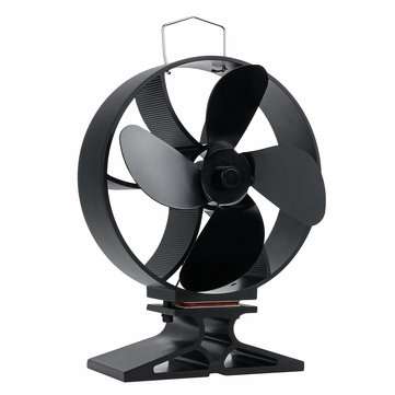 4 Blade Heat Powered Stove Fan Quiet Burning Fire Burner Log Heat Eco Fan with Thermometer