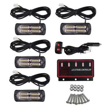 4/6x40LED 12V/24V Amber Emergency Strobe Flashing Grille Beacon Lamp Lightbar For Truck (TYPE: 4)