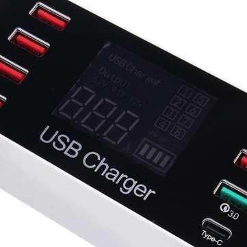 40W QC Smart Desktop Fast Charging Station Charger 7 USB Port Charger For Travel