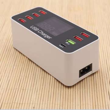 40W QC Smart Desktop Fast Charging Station Charger 7 USB Port Charger For Travel