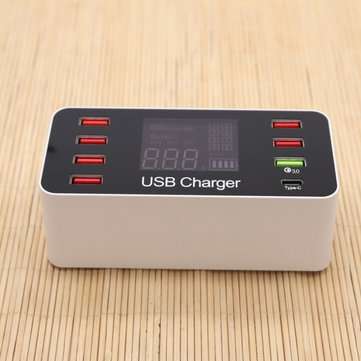 40W QC Smart Desktop Fast Charging Station Charger 7 USB Port Charger For Travel