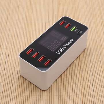40W QC Smart Desktop Fast Charging Station Charger 7 USB Port Charger For Travel