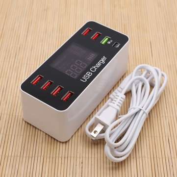 40W QC Smart Desktop Fast Charging Station Charger 7 USB Port Charger For Travel