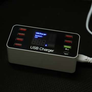40W QC Smart Desktop Fast Charging Station Charger 7 USB Port Charger For Travel