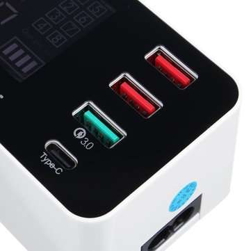 40W QC Smart Desktop Fast Charging Station Charger 7 USB Port Charger For Travel