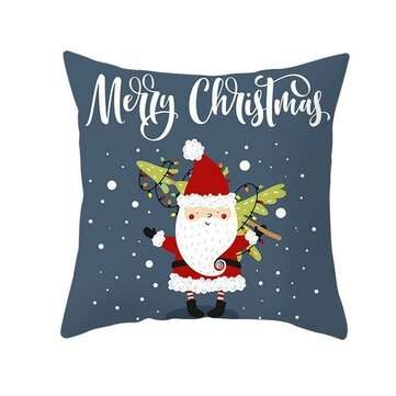 45 x 45cm Merry Christmas Pillow Case Polyester Pillow Cover Santa Claus Elk Patter... (PATTERN: 01)