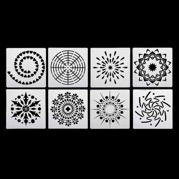 47Pcs White Plastic Mandala Paint Tray Openwork Painting Template Tool Kit