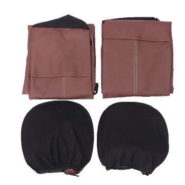 4PCS Car Seat Cover Set Universal 5-Seat Protector PU leather Seat Cushion Headr... (COLOR.: COFFEE)