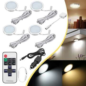 4pcs 12V LED Recessed Down Cabinet Light RV Ceiling Roof Camper Trailer Boat Lamp (TYPE: WARMWHITE)