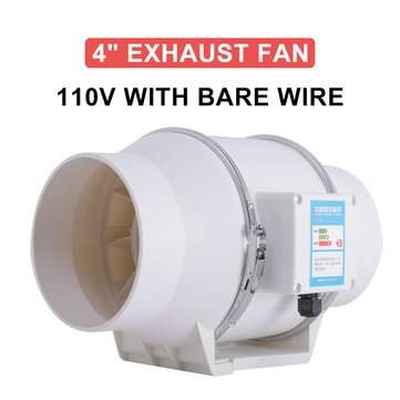 4Inch 45W Silent Fan Extractor Duct Hydroponic Inline Exhaust Industrial Vent (PLUG: USPLUG)