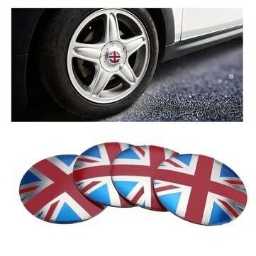 4x 56mm 3D Alloy Car Wheel Center Hub Cap Badge Flag Emblem Sticker Universal (TYPE: 5)
