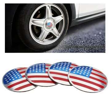 4x 56mm 3D Alloy Car Wheel Center Hub Cap Badge Flag Emblem Sticker Universal (TYPE: 6)