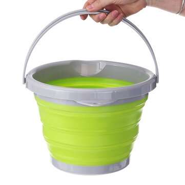 5/10L Folding Silicone Collapsible Water Bucket Camping Outdoor F... (CAPACITY: 10L | COLOR.: GREEN)