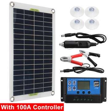 50W Solar Panel Portable Flexible Monocrystalline Solar Kit W/ 10A/30A/60A/100A C... (CURRENT: 100A)