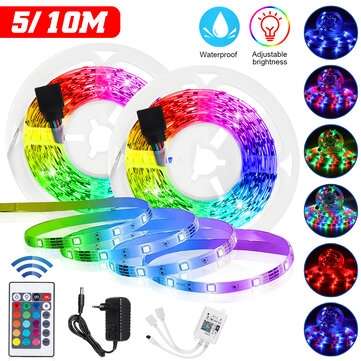 5M 10M 2835 RGB 600 LED Strip Light Non-waterproof DC12V+24 KEY Remo... (LENGTH: 10M | PLUG: EUPLUG)