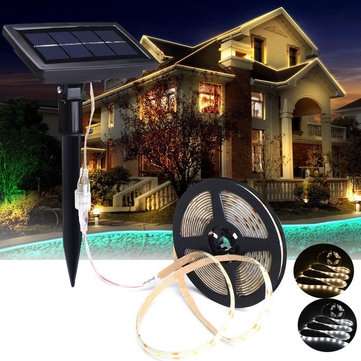 5M SMD2835 Waterproof Solar Powered LED Strip Light for Christmas Outdoor Gard... (LIGHT: WARMWHITE)