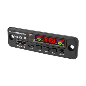 5Pcs  5V Bluetooth 5.0 MP3 Decoder LED Spectrum Display APE Lossless Decoding TWS Support FM USB AUX