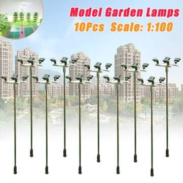 5Pcs 1:87/1:100 Model Garden Lamps 3V 1W Lamppost Landscape 4 Heads Light Model (TYPE: STRAIGHTHEAD)