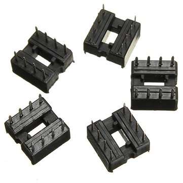 5pcs 8 Pin IC Socket DIP Sockets Adaptor Solder Type 2.54mm Wide