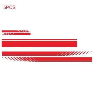 5pcs Car Side Body Stickers Stripe Vinyl Hood Decals Rear View Mirror Vinyl  Decoration (COLOR: RED)