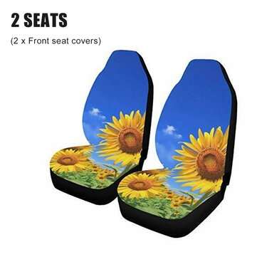 5PCS Universal Car Van Seat Covers Sunflower Printed Front Rear Protection Mats (TYPE: 1)