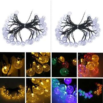 6.5M 30 LED Solar String Ball Lights Outdoor Waterproof Warm White Garden Chri... (LIGHT: WARMLIGHT)