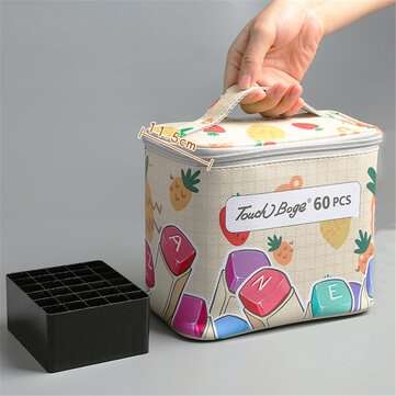 60/80/120 Colors Marker Pen Storage Bag Rectangle Shape Large Capacity Leather... (COLOR: 120COLORS)