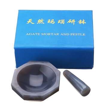 60mm Natural Agate Mortar With Pestle Lab Glassware Mixing Grinder Kit For Pharmaceutical