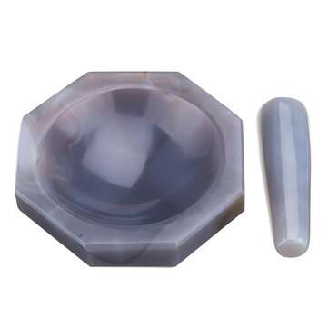 60mm Natural Agate Mortar With Pestle Lab Glassware Mixing Grinder Kit For Pharmaceutical