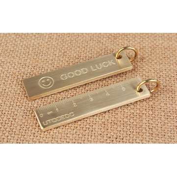 60mm EDC Copper Keychain Good Luck Ruler With Key Ring