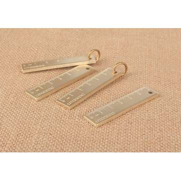 60mm EDC Copper Keychain Good Luck Ruler With Key Ring