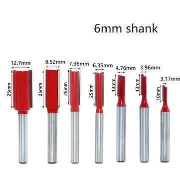6mm Shank 6.35mm Blade Double Flutes Straight Bit Woodworking Cutter Tool Carving Trim... (TYPE: #8)