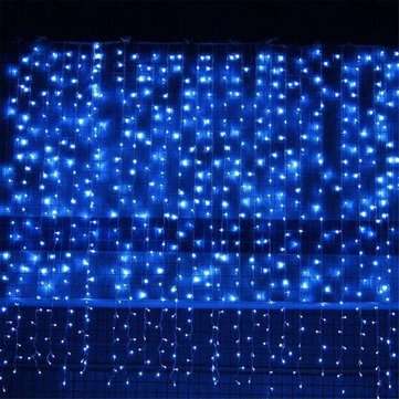 6M*3M EU Plug Icicle Window 600 LED Curtain Starry Fairy String Light for Holiday ... (COLOR.: BLUE)