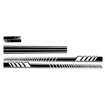 6PCS Car Hood Side Stripe Graphic Decal PVC Body Racing Rearview Mirror Sticker (COLOR.: BLACK)