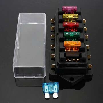6Way Blade Fuse Box Block Holder ATO ATC Circuit Standard for 12V 24V Car Marine