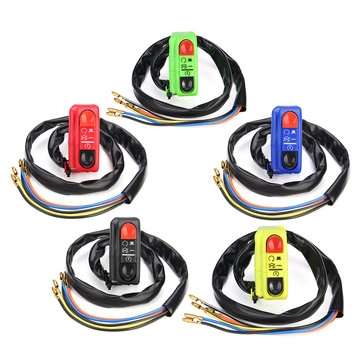 7/8inch Motorcycle Handlebar LED Headlight Flameout Startup Light Switch Double F... (COLOR.: GREEN)