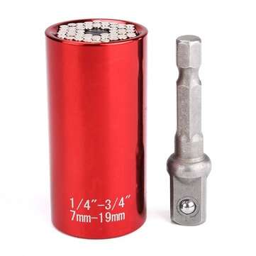 7-19MM Universal Socket Adapter Wrench Sleeve with Power Drill Adapter Tool (COLOR.: RED)