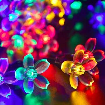 7M 50LED Holidays Merry Christmas Sakura Flower Solar String Lights... (LIGHT COLOR: COLOURFULLIGHT)