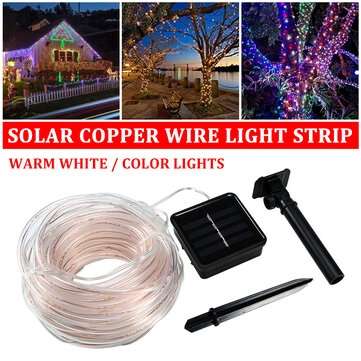 7M 12M Outdoor Solar Powered LED Copper Wire String Light Waterpr... (LENGTH: 7M | COLOR: WARMWHITE)