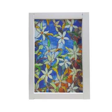 78x18in Window Film Colored Flowers Glass Sticker Bathroom Privacy Home Decoration