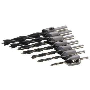 7pcs 5 Flute Countersink Drill Bit Set 3-10mm Carpentry Reamer Steel Woodworking Chamfer
