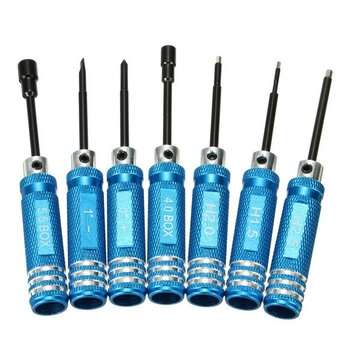 7PCS Black/Blue Stainless Steel Hex Screwdriver Screwdriver Kit Repairing Hand Tool (COLOR.: BLUE)