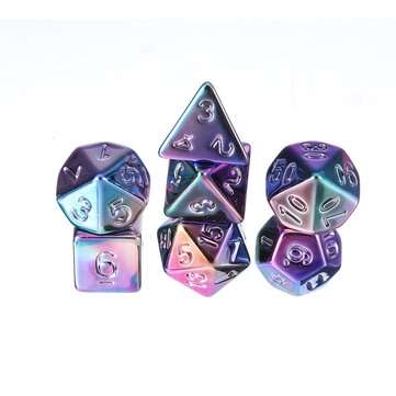7Pcs Colorful Polyhedral Dice Resin Plating Dices Set Role Playing Board Party ... (COLOR: BLUEPINK)