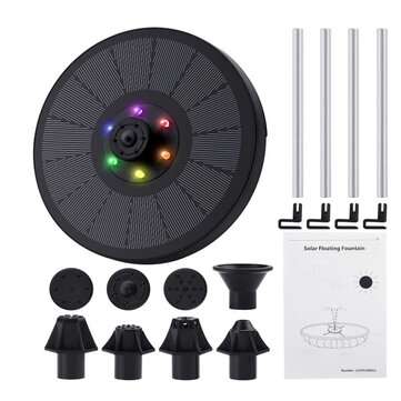 7V 160mm LED Colors Solar Fountain 4-in-1 Nozzle 3W Solar Powered Fountain Pump Solar Bird Bath Foun
