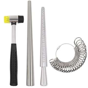 8 Scales Ring Sizer Mandrel 54pcs Ring Sizer Ring Mandrel Rubber Hammer Kit Hand T... (TYPE: UKSIZE)