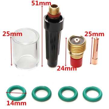 8 PCS Welding Torch Gas Lens Glass Cup Kit For TIG WP-9/20/25 Series 0.04Inch